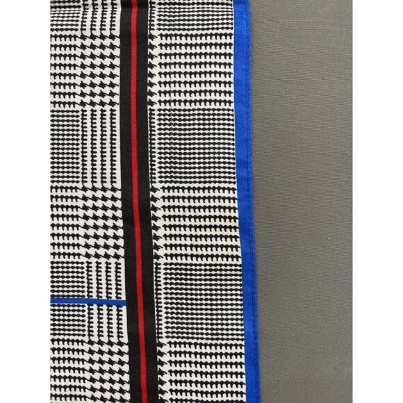 Vintage Glen Check Silk Pocket Square Handkerchief Blue Red Accent Trim Headwear - Picture 3 of 4